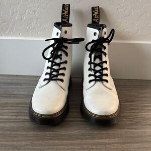 Dr. Martens White Leather Boots with Black Laces